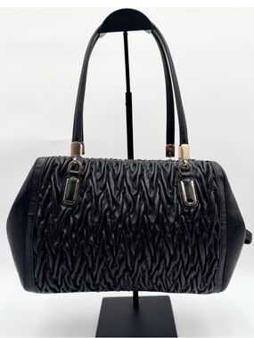Coach Limited Edition Madison Gathered Chevron Blk Leather Madeline Satchel NWT